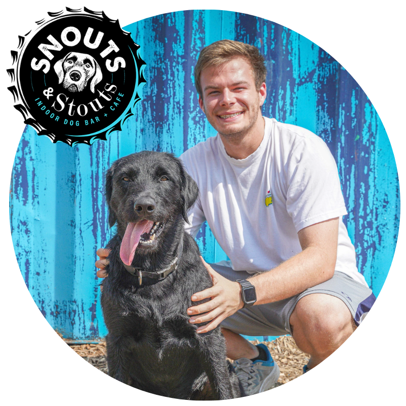 Daniel Ramos with his dog outside Snouts & Stouts